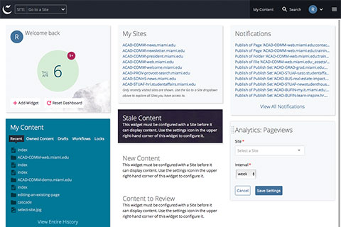 Cascade CMS Dashboard