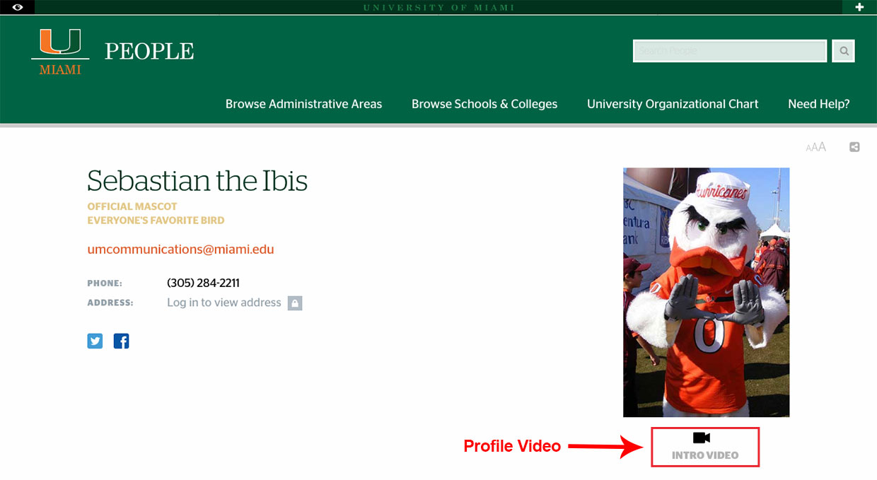 Sebastian the Ibis' profile video on People website